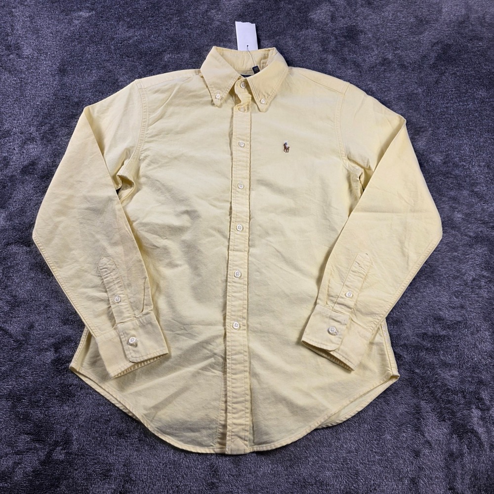Polo Ralph Lauren Slim Fit Oxford Shirt Mens XS Buttercream Yellow Long Sleeve